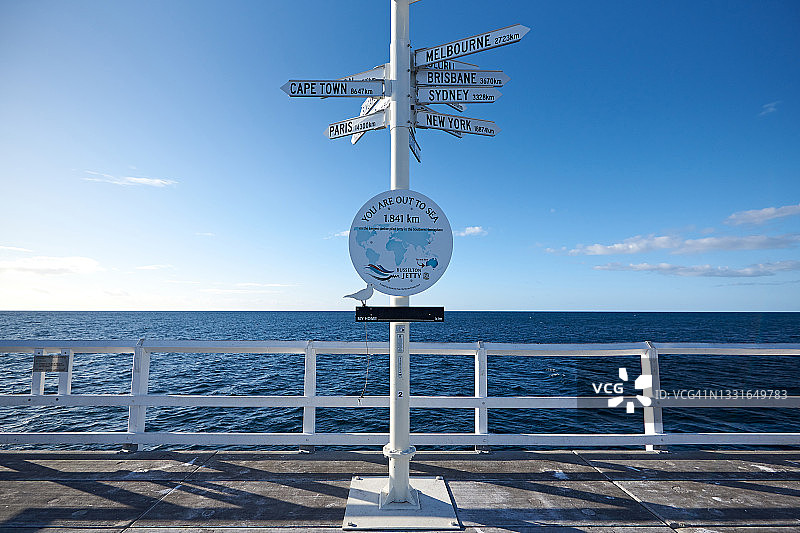 西澳大利亚巴塞尔顿码头终点标志牌图片素材