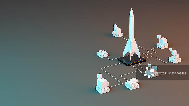 创意与想法：火箭3D启动概念图片素材