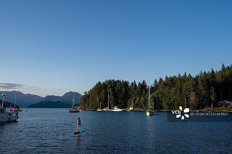 在太平洋上桨板运动图片素材