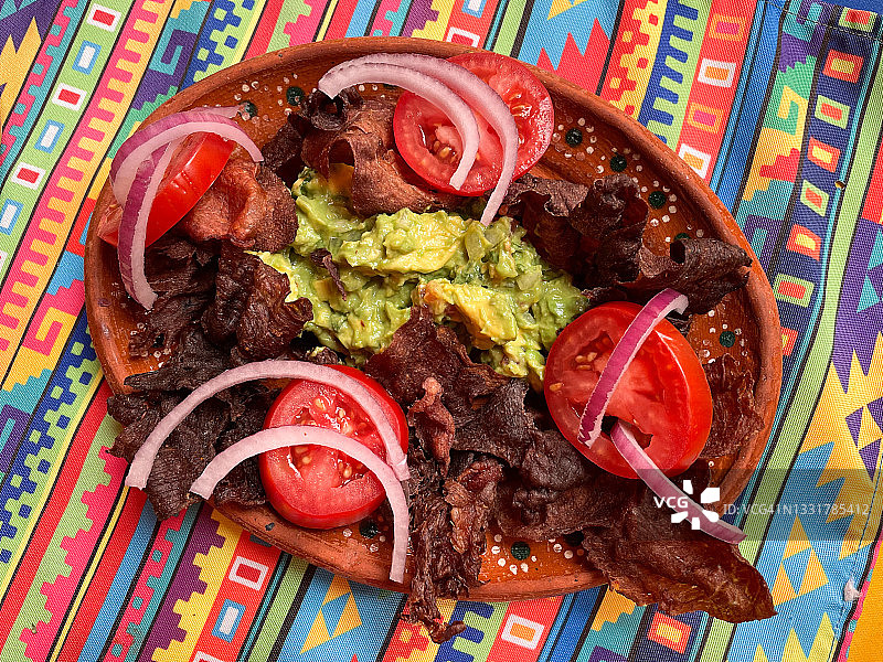 塞西纳风干牛肉配牛油果酱图片素材