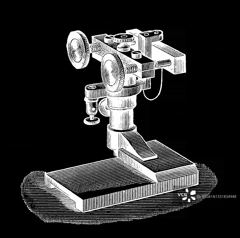 老式雕刻插图：早期伦琴X射线设备图片素材
