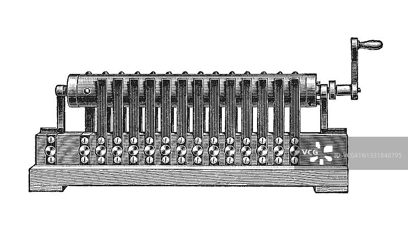 老式雕刻插图：早期伦琴X射线设备图片素材