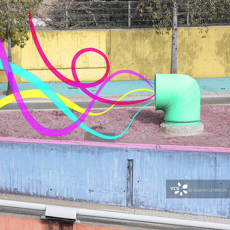 具有街道通风和声波带的彩色创意艺术作品图片素材