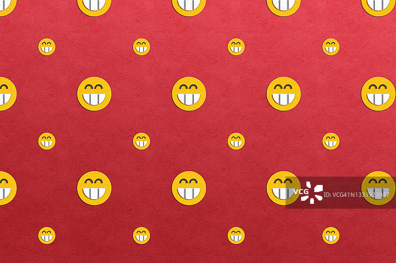 蓝色背景上的快乐牙齿表情符号无缝图案图片素材