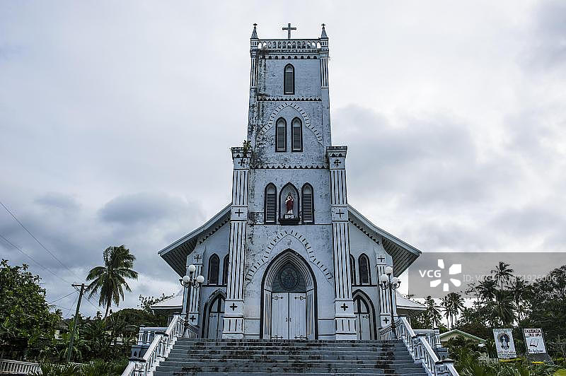 萨摩亚乌波卢岛的旧殖民教堂图片素材