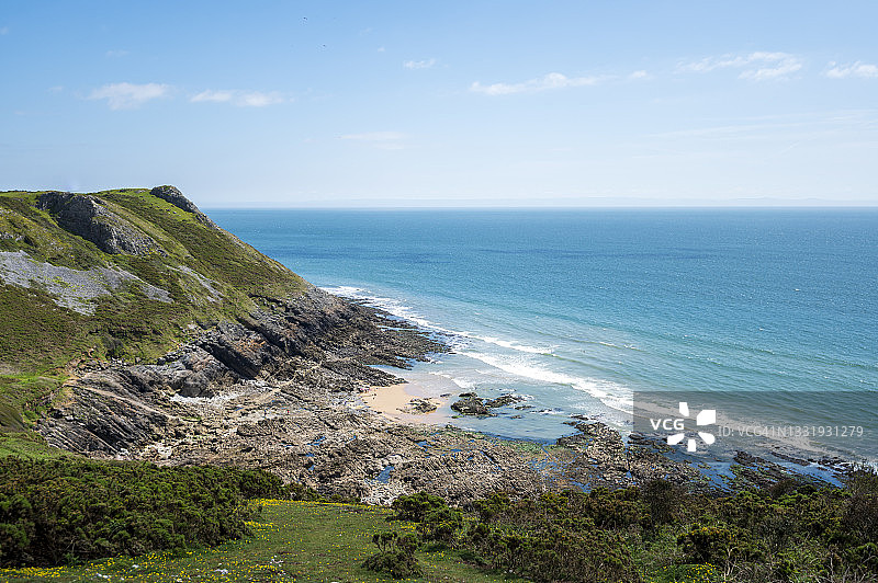 威尔士壮丽的戈尔海岸线图片素材
