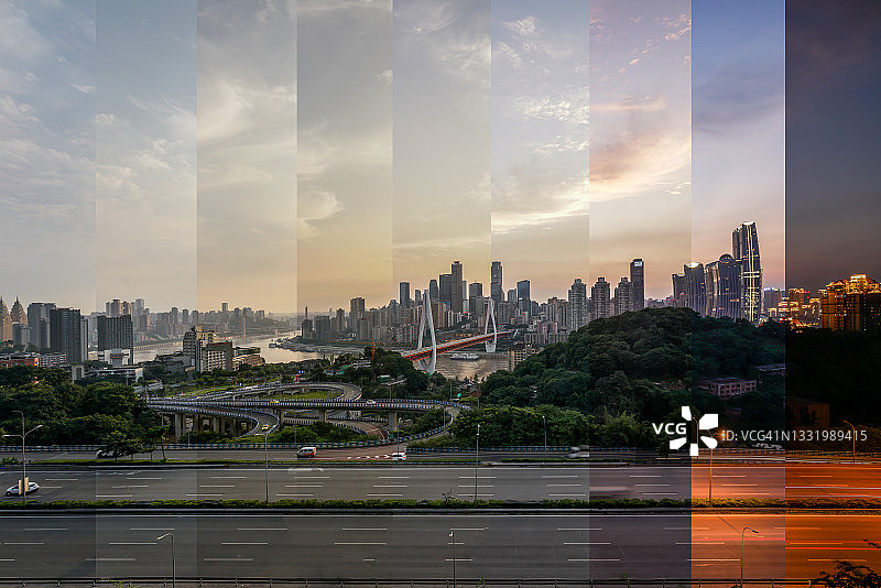 现代城市天际线时间轴图片素材