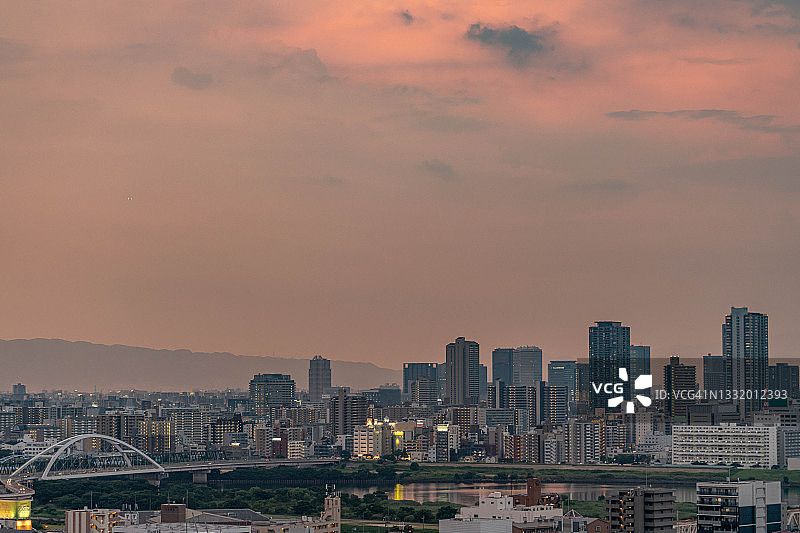 日本大阪的日落图片素材