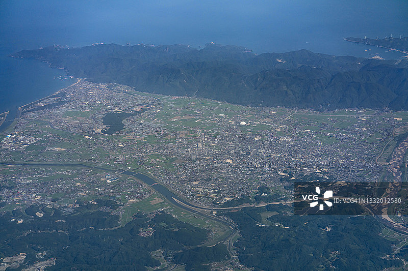 日本岛根县出云市飞机航拍景观图片素材