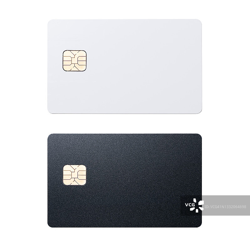 带EMV芯片的黑白信用卡图片素材