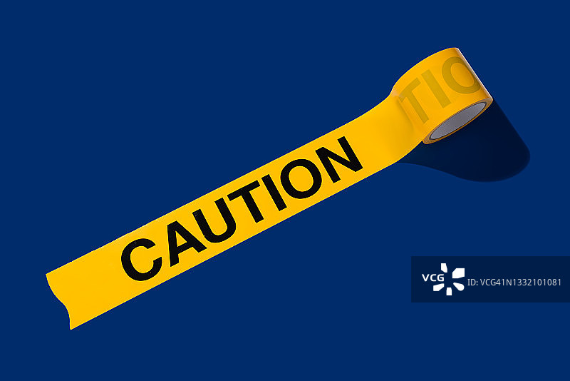 蓝色背景上的一卷打开的警戒线图片素材