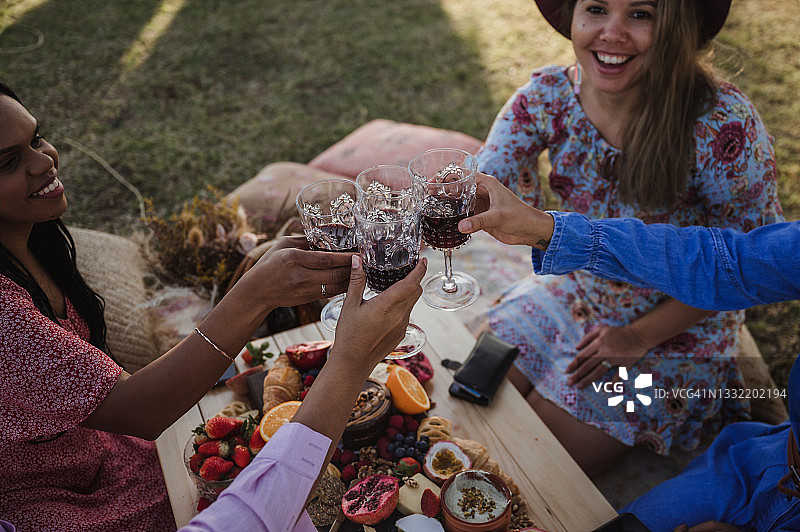 举杯敬酒的年轻女性图片素材