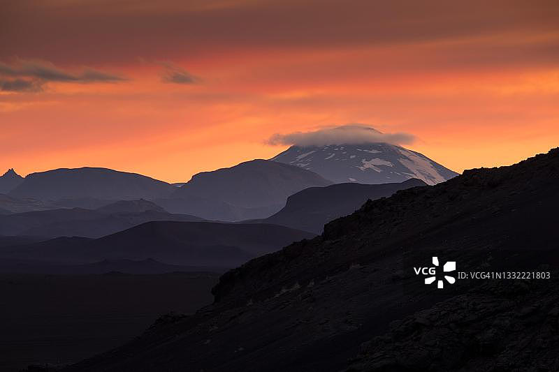 冰岛南部赫克拉火山的傍晚 glow图片素材