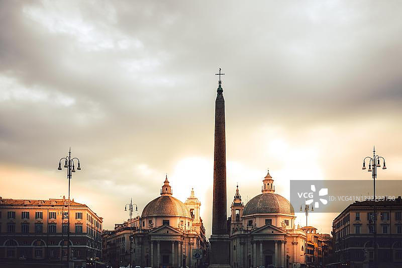 意大利罗马人民广场古建筑日出图片素材