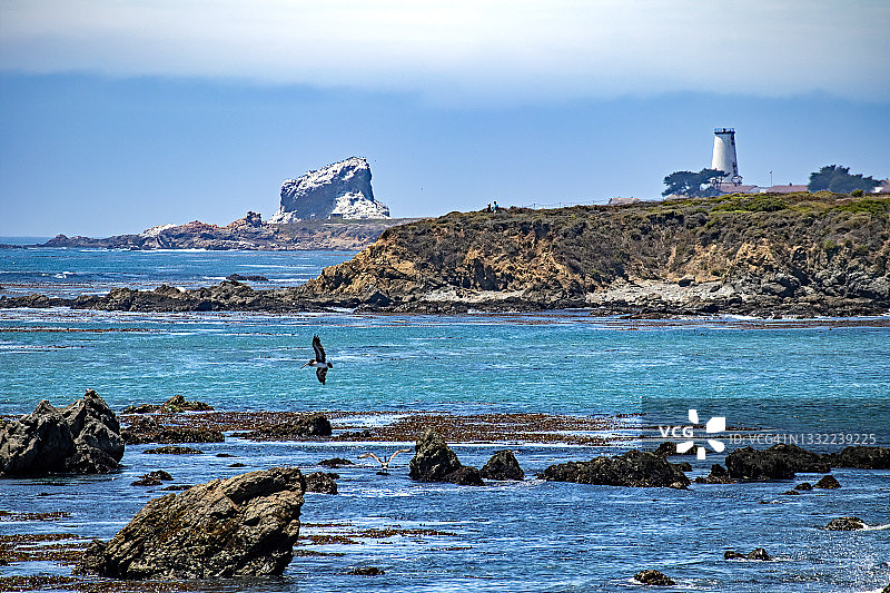 加利福尼亚州圣西蒙的岩石海岸线图片素材