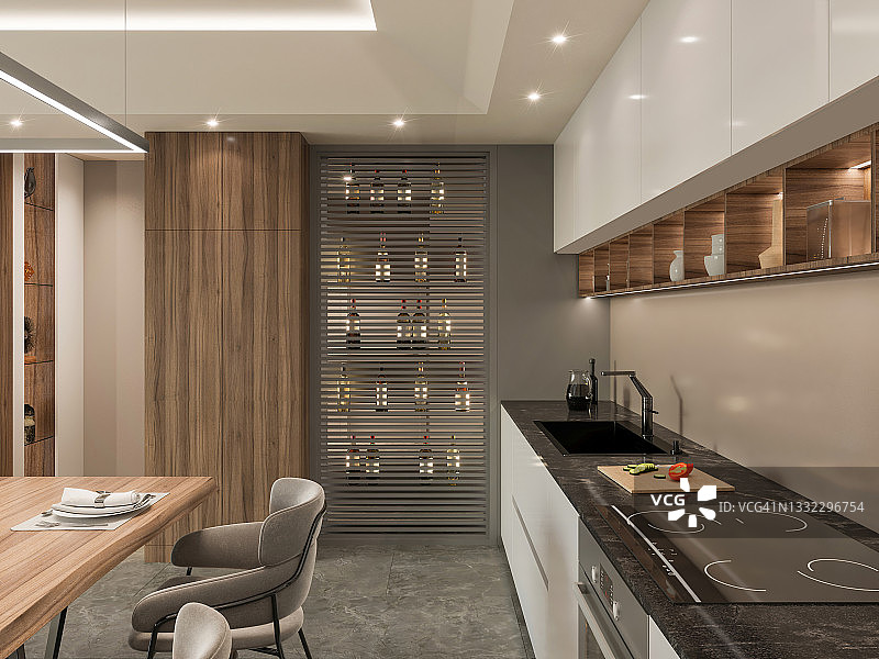 现代公寓厨房内景图片素材