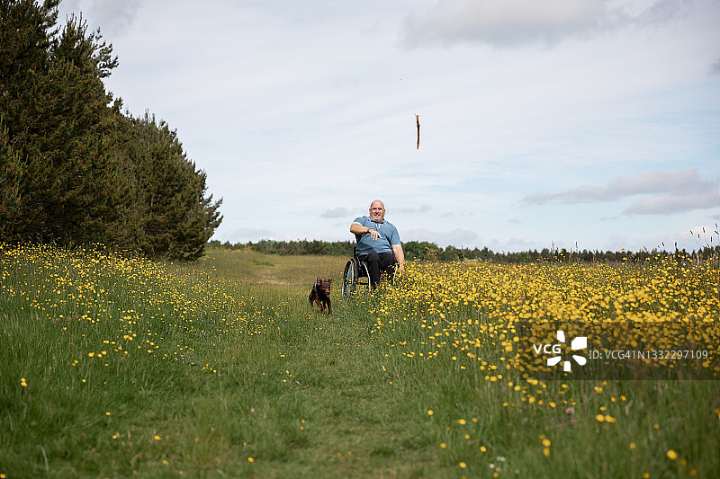 在户外与我的狗玩耍图片素材