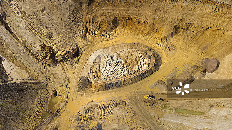 砂石露天矿场航拍：沙丘景观图片素材