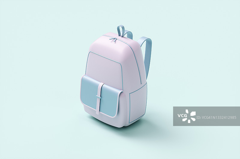 蓝色背景上的紫色书包CGI图片素材