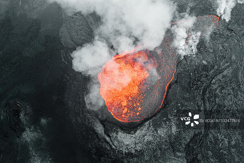 冰岛法格拉达尔斯火山陨石坑俯视图图片素材