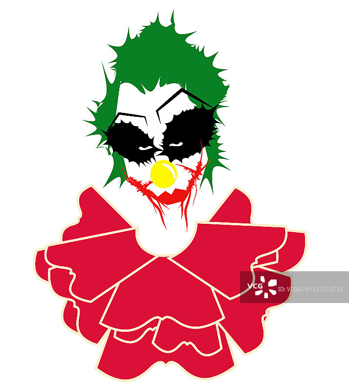 凶恶表情小丑白色背景插画图片素材