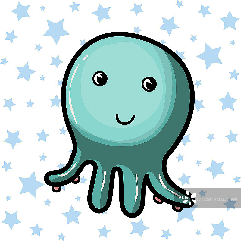 可爱章鱼海洋生物矢量剪贴画图片素材