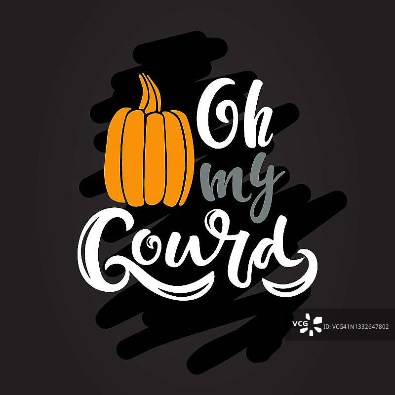 秋季南瓜剪影矢量书法农场印花感恩节手写字母贺卡T恤设计图片素材