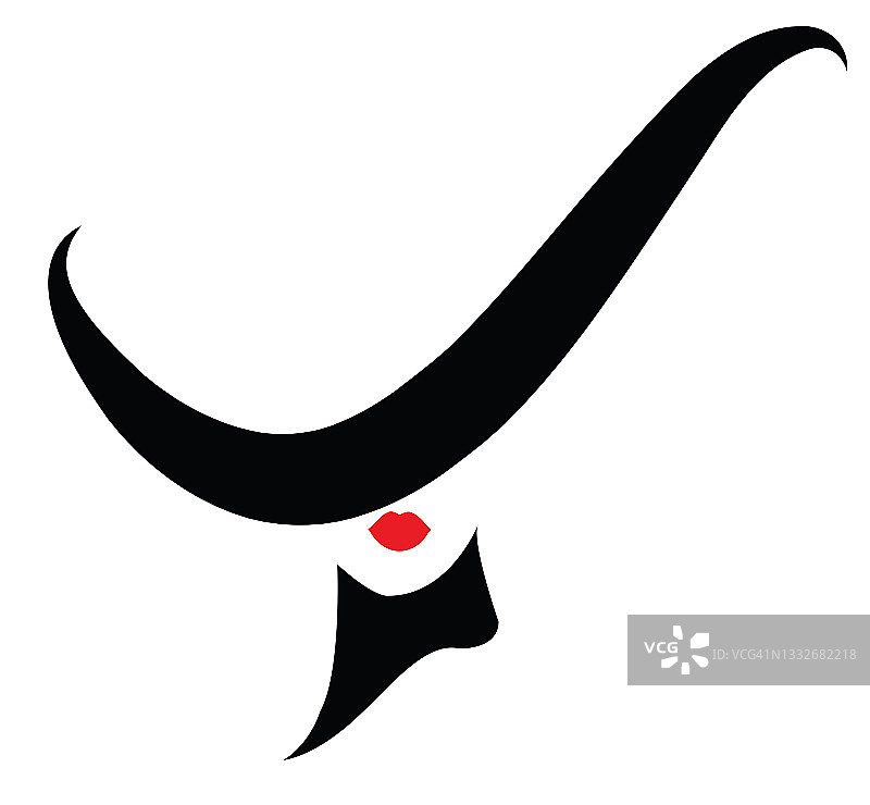 戴黑帽子的女人极简主义插画图片素材