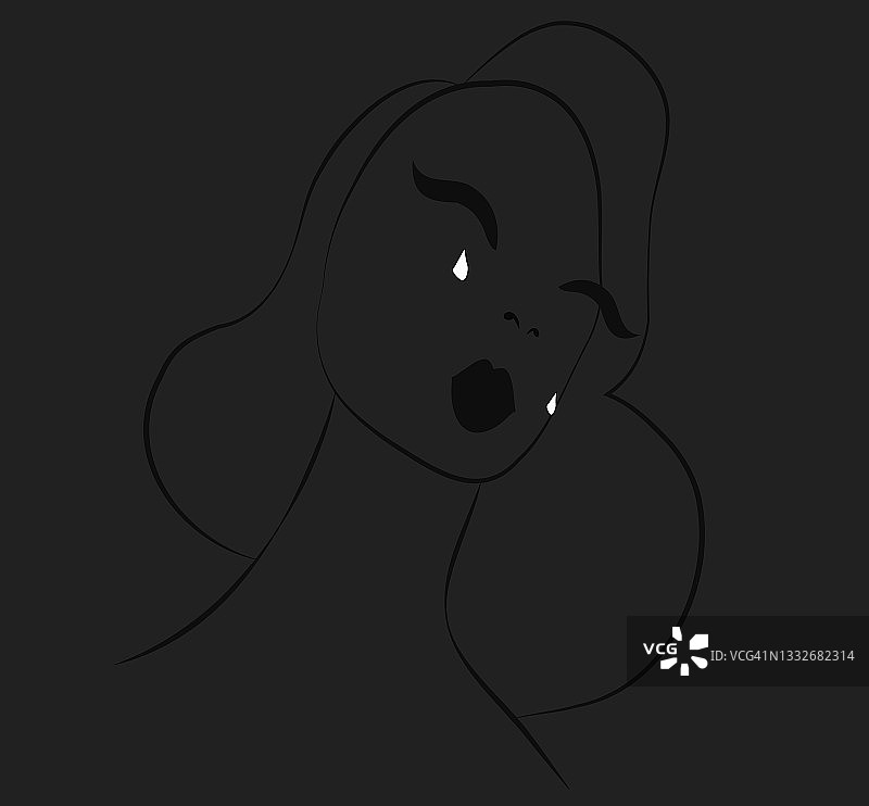 女人哭泣和沮丧的插画图片素材