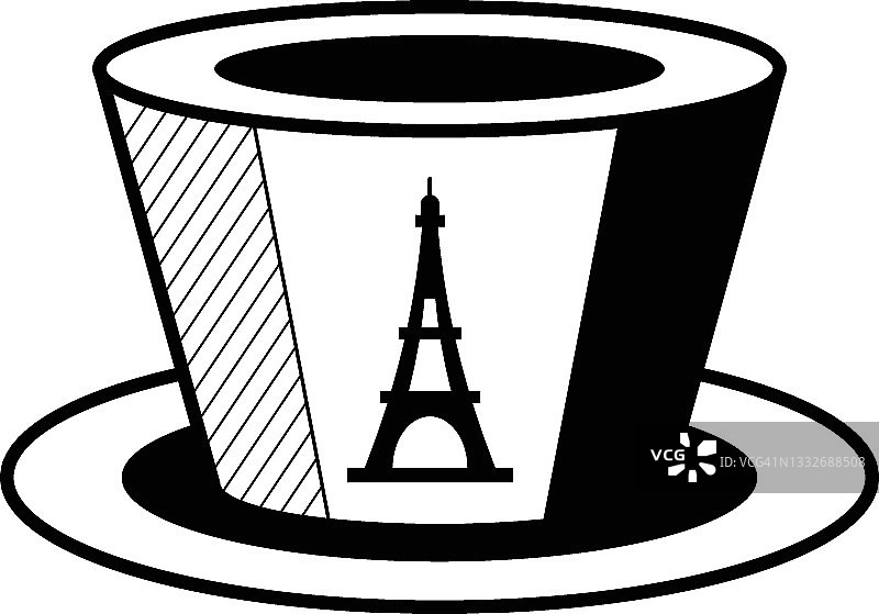 巴黎埃菲尔铁塔印花元素矢量图标设计，巴士底日象征，法国国庆日标志图片素材