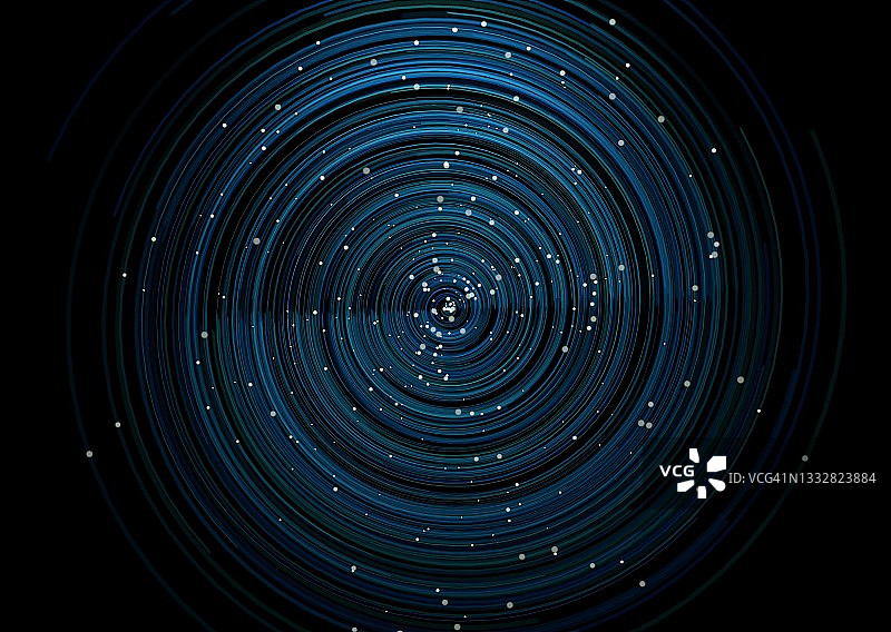 蓝色旋转线条和粒子俯视图图片素材