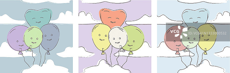 气球角色无缝纹理图案插画套装图片素材
