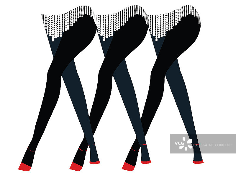 康康舞女郎跳舞和表演插画图片素材