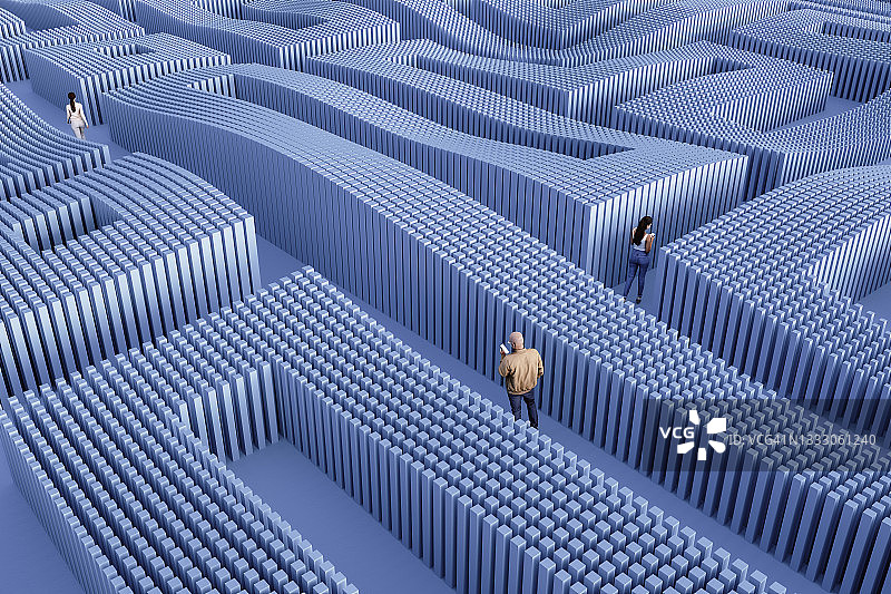 迷宫中迷路的人图片素材