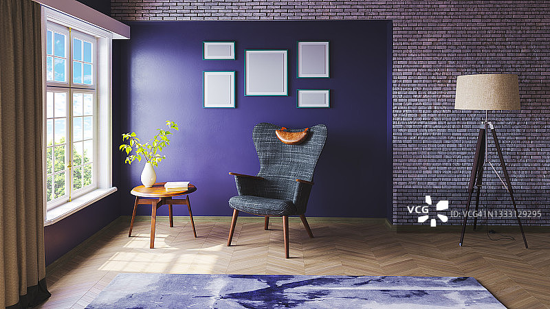 现代紫色室内概念图片素材