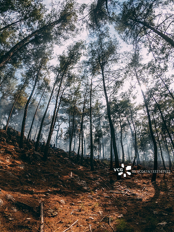 森林火灾后消防员降温图片素材