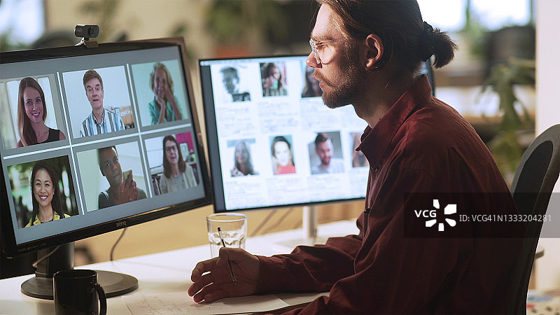 远程办公电话会议图片素材