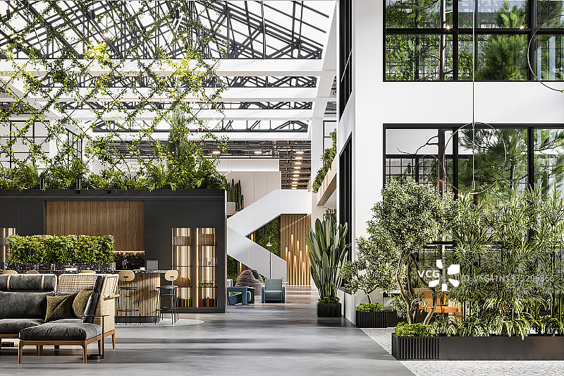 环保豪华企业办公室3D渲染图片素材