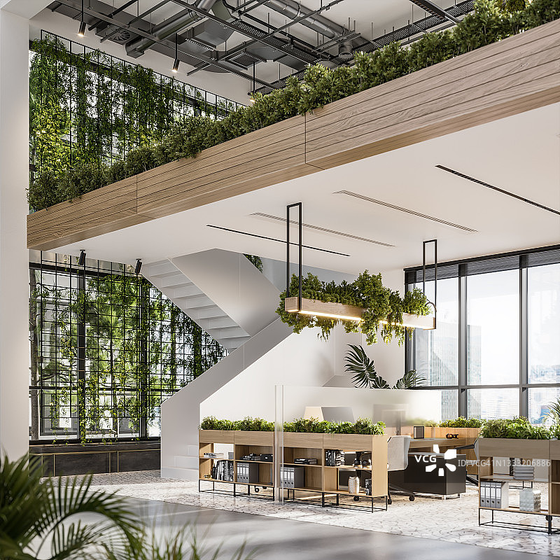 环保共享办公空间3D图像图片素材