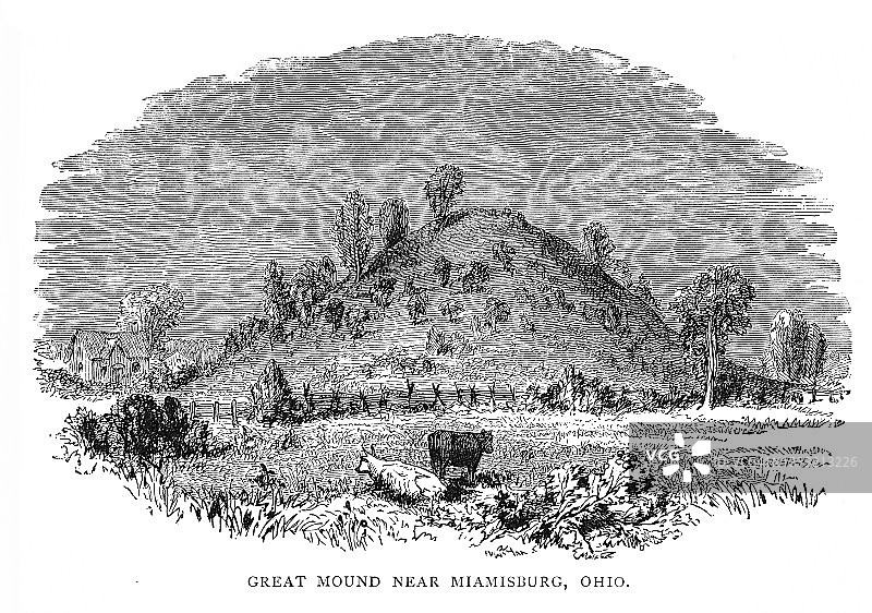 俄亥俄州迈阿密斯堡附近的大土堆雕刻插画图片素材