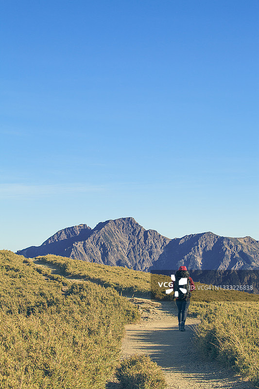 在合欢山徒步的女人图片素材