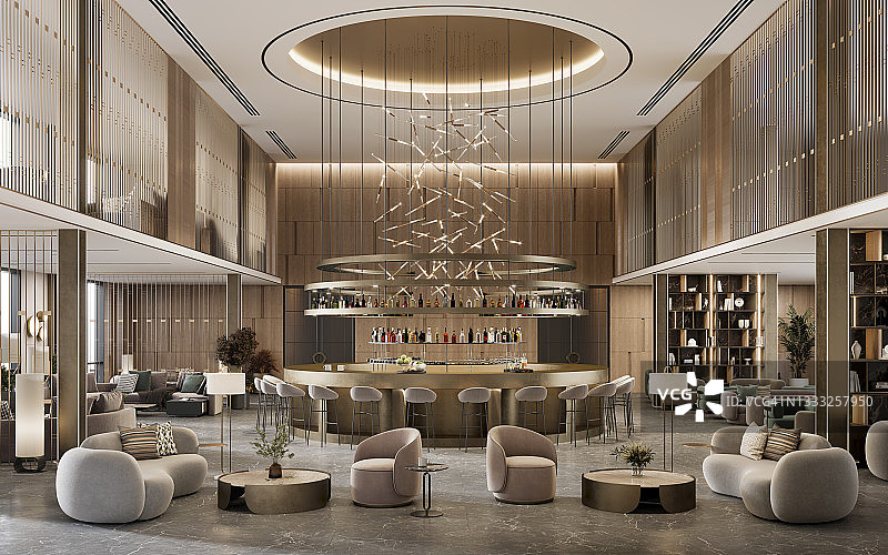 五星级酒店内部数字渲染图像图片素材