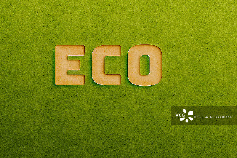 回收绿纸上的生态单词图片素材