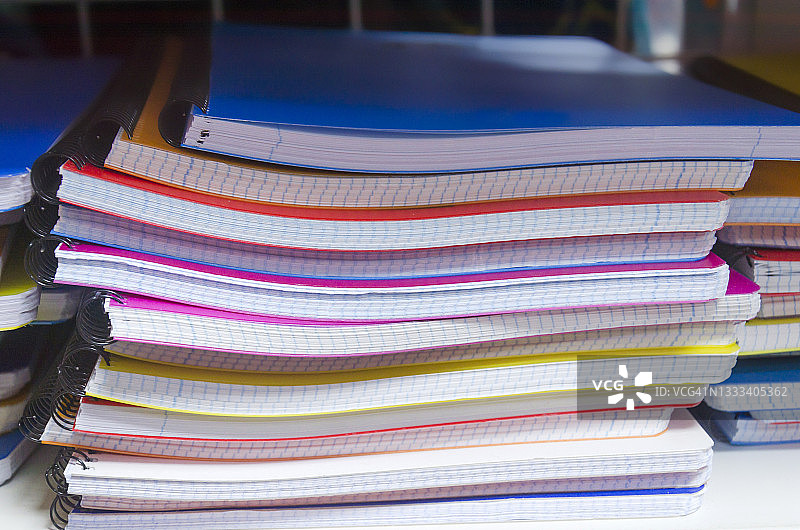 一摞螺旋笔记本图片素材