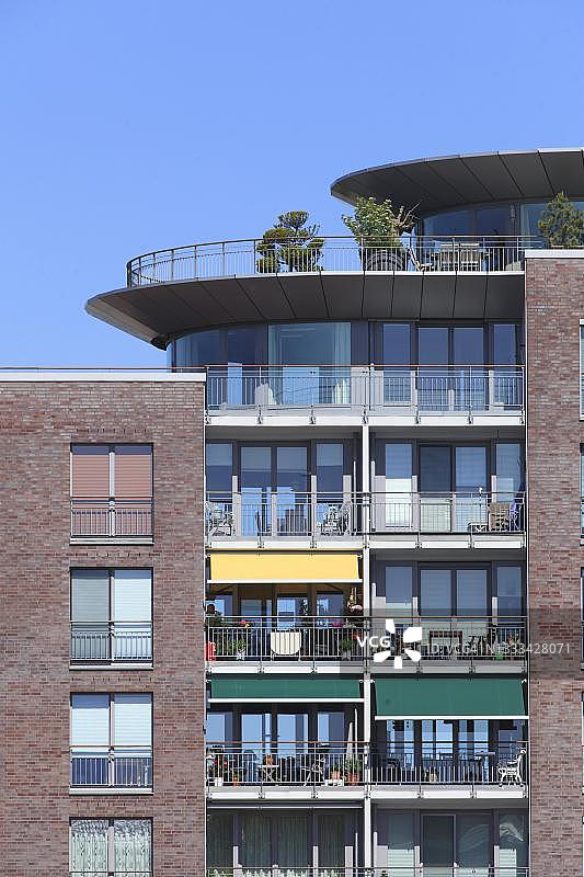 砖砌住宅楼，德国不来梅港图片素材