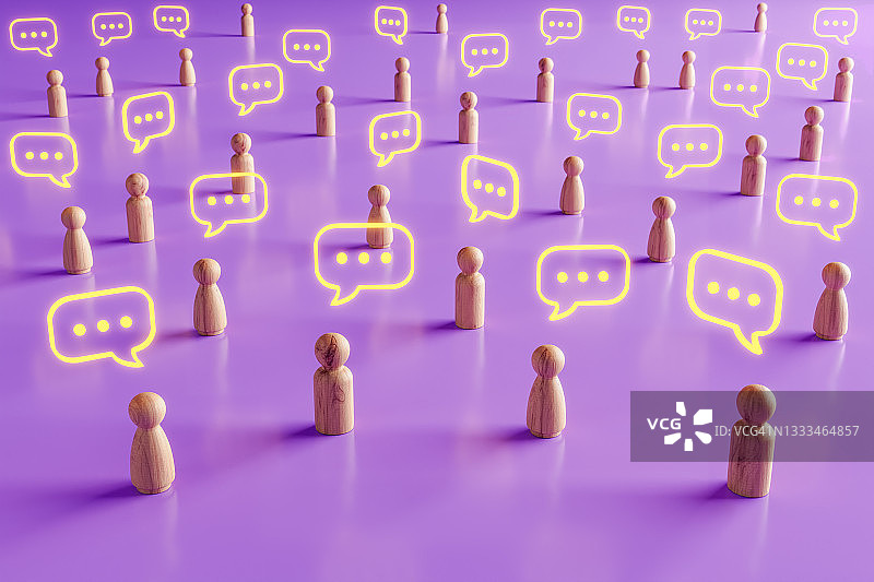 木制人像群体交流讨论图片素材