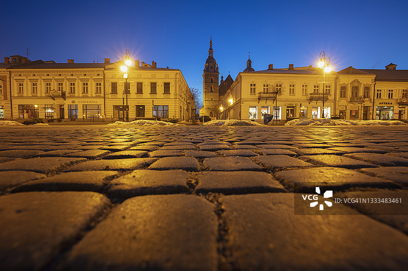 波兰小波兰新松奇城镇广场上的鹅卵石图片素材