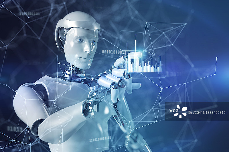 AI人工智能机器人控制未来数据屏幕图片素材