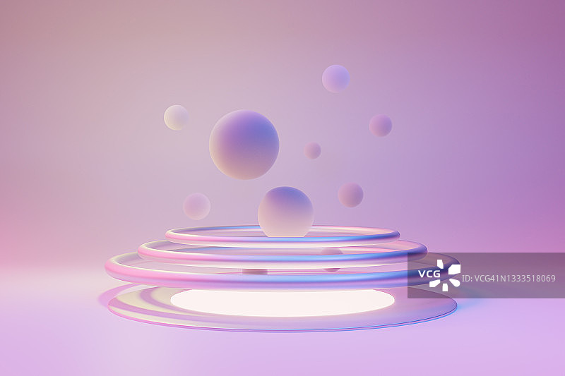 3D渲染：柔和色彩的科技创新概念图片素材