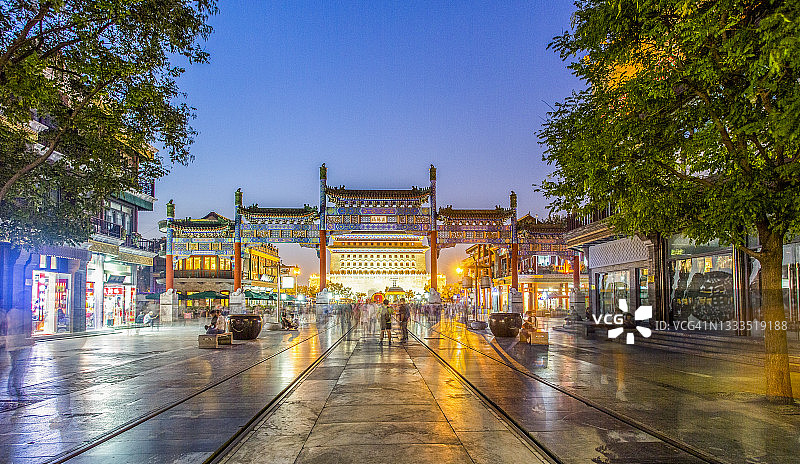 北京前门大街夜景图片素材